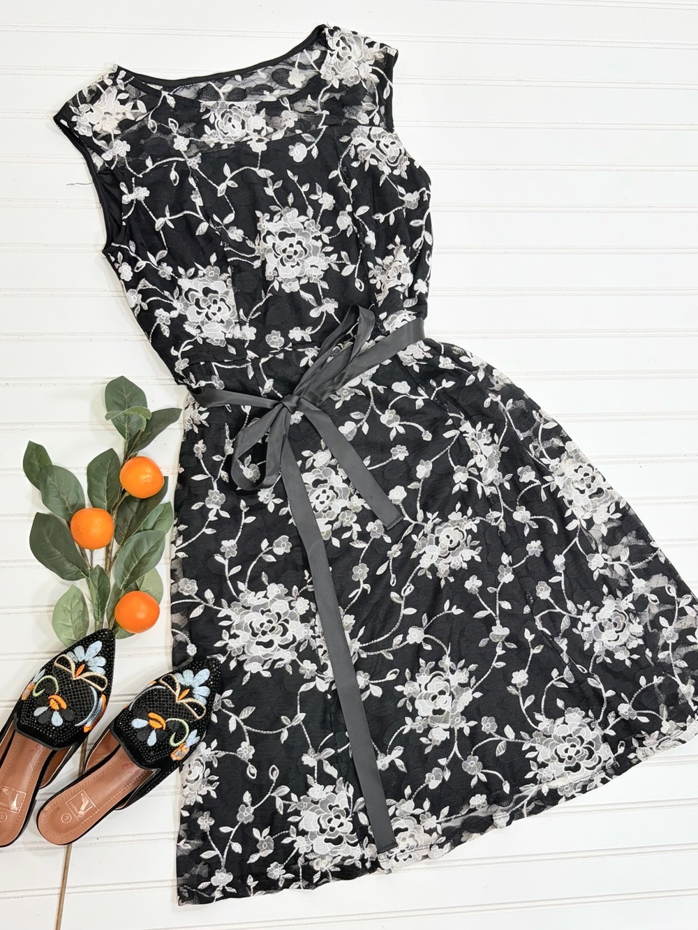 Candalite Lace Floral Fit & Flare Dress
